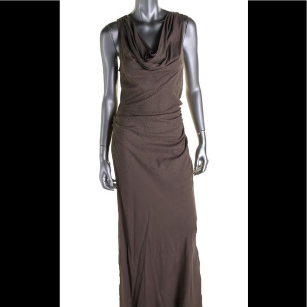 Catherine Maladrino Taupe Silk Embellished $595!